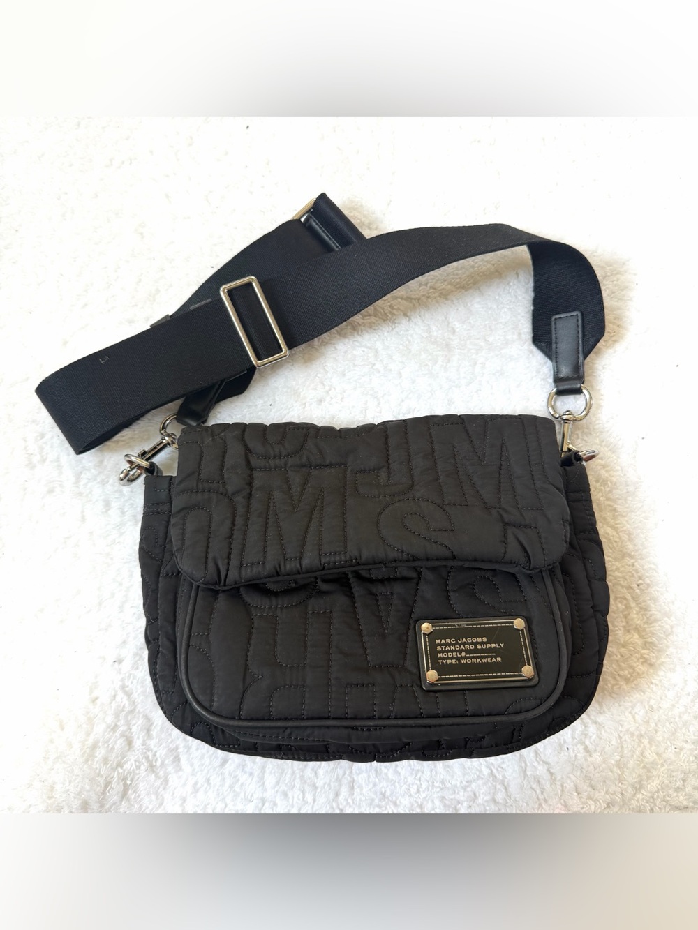 Marc Jacobs Crossbody Messenger Bag Purse Logo Black Nylon Women